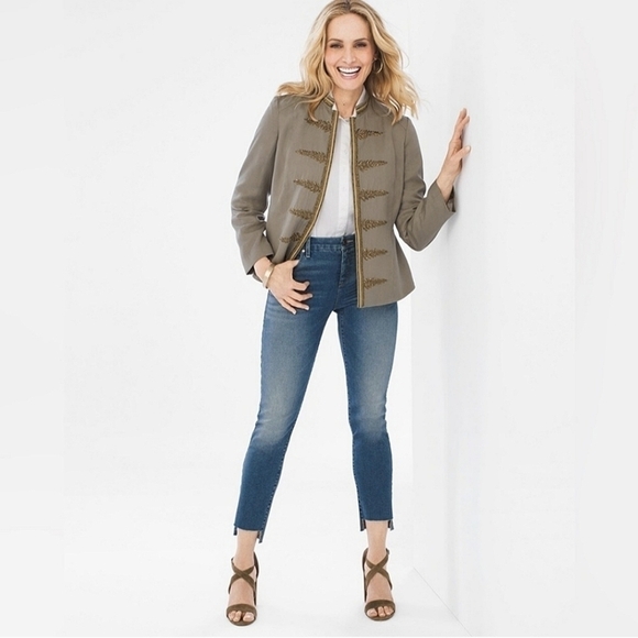 NWT Chico's Embellished Military Jacket Size 2 / 12 - Picture 1 of 10